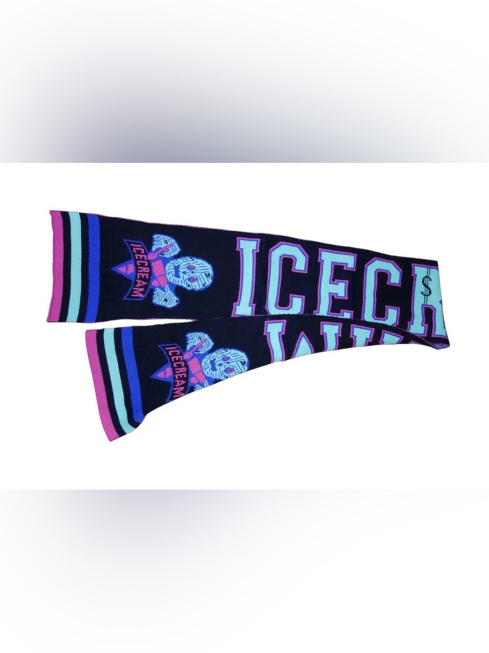 Billionaire Boys Club ICECREAM Scarf Black Purple Blue Streetwear Rare DEADSTOCK - Picture 3 of 7
